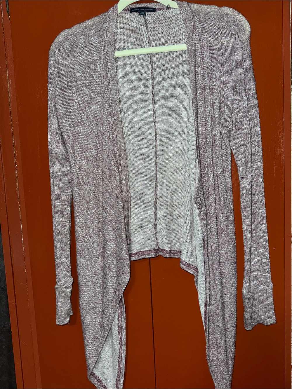 American Eagle Outfitters Heathered Dusty Mauve Open-Front Cardigan